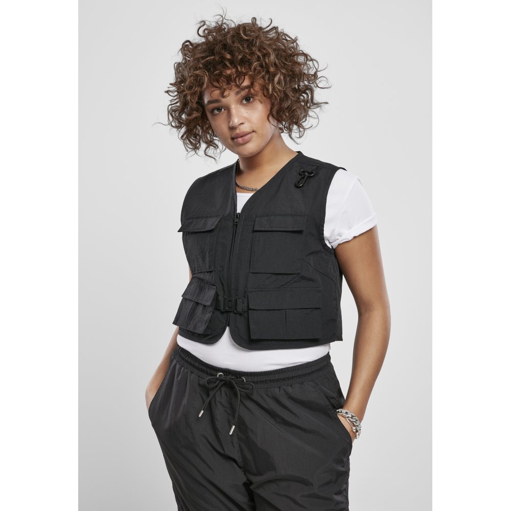 Urban Classics - Ladies Short Tactical Vest black Waistcoat - Black